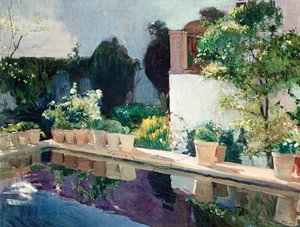 Lammen palatsi, kuninkaallinen puutarha Sevillassa tekijältä Joaquín Sorolla